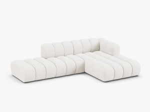 COLTAR CU 5 LOCURI LUPIN 230, PE DREAPTA, ALB, CU TAPITERIE DIN TEXTIL BOUCLE BALOO, MICADONI - Img 2