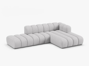 COLTAR CU 5 LOCURI LUPIN 230, PE DREAPTA, GRI DESCHIS, CU TAPITERIE DIN TEXTIL BOUCLE BALOO, MICADONI - Img 2