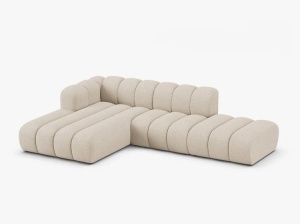 COLTAR CU 5 LOCURI LUPIN 230, PE STANGA, BEJ, CU TAPITERIE DIN TEXTIL BOUCLE BALOO, MICADONI - Img 2