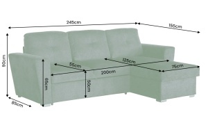 COLTAR CU SPATIU DE DEPOZITARE, APARTMENT 245CM, 3 LOCURI, REALIZAT DIN MATERIAL TEXTIL, DE CULOARE VERDE, ARTIM GROUP - Img 14