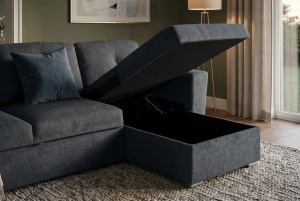 COLTAR CU SPATIU DE DEPOZITARE, APARTMENT 245CM, 3 LOCURI, REALIZAT DIN MATERIAL TEXTIL, DE CULOARE GRI, ARTIM GROUP - Img 7