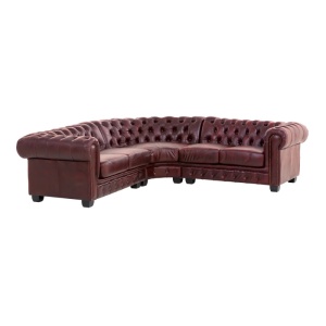 COLTAR DE LUX CHESTERFIELD 236x236CM, DIN PIELE NATURALA, CULOARE ROSIE, ARTIM SELECTION