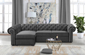 COLTAR EXTENSIBIL 278 CM, VALENTINO L STANGA,GRI, DIN STOFA DE CALITATE SUPERIOARA