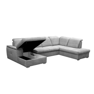 COLTAR EXTENSIBIL 320CM, BERGAMO U, ANTRACIT, DIN STOFA FINA DE CALITATE SUPERIOARA - Img 3