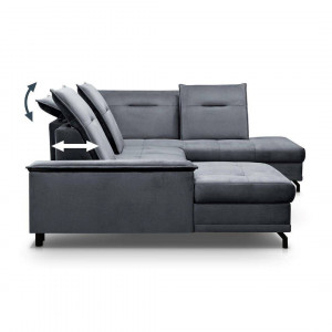 COLTAR EXTENSIBIL DEOSEBIT, BRUNO U 364CM, DIN TEXTIL FOARTE FIN DE CULOARE GRI, CONFORT SPORIT - Img 3