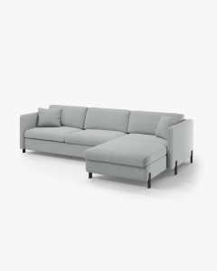 COLTAR EXTENSIBIL GLORIA, GRI DESCHIS, PE DREAPTA, 266 CM, TAPITAT CU TAPITERIE DIN TEXTIL STRUCTURAT BJORN, MICADONI - Img 6