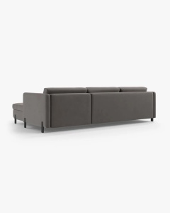 COLTAR EXTENSIBIL GLORIA, GRI, PE STANGA, 266 CM, TAPITAT CU TAPITERIE DIN TEXTIL CATIFEA SALVADOR, MICADONI - Img 5
