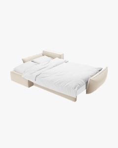 COLTAR EXTENSIBIL KAELLE, 252 CM, PE STANGA, BEJ DESCHIS, CU TAPITERIE DIN TEXTIL CATIFEA BLUVEL, MICADONI - Img 2
