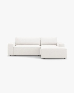 COLTAR EXTENSIBIL, PE DREAPTA, JODIE, 246X151 CM, ALB, TAPITAT CU TAPITERIE DIN TEXTIL BOUCLE BALOO, MICADONI