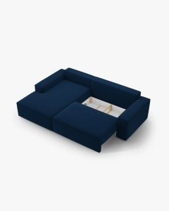 COLTAR EXTENSIBIL, PE DREAPTA, JODIE, 246X151 CM, ALBASTRU ROYAL, TAPITAT CU TAPITERIE DIN TEXTIL CATIFEA BLUVEL, MICADONI - Img 5