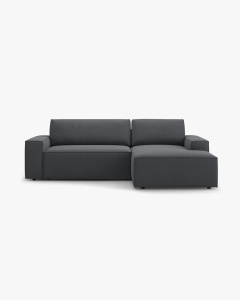 COLTAR EXTENSIBIL, PE DREAPTA, JODIE, 246X151 CM, GRI INCHIS, TAPITAT CU TAPITERIE DIN TEXTIL STRUCTURAT MEGAN, MICADONI