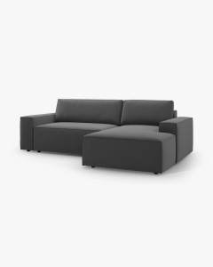COLTAR EXTENSIBIL, PE DREAPTA, JODIE, 246X151 CM, GRI, TAPITAT CU TAPITERIE DIN TEXTIL CATIFEA BLUVEL, MICADONI - Img 6