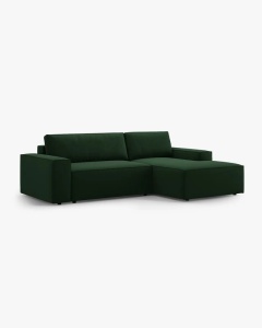 COLTAR EXTENSIBIL, PE DREAPTA, JODIE, 246X151 CM, VERDE SMARALD, TAPITAT CU TAPITERIE DIN TEXTIL CATIFEA BLUVEL, MICADONI - Img 3