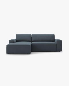 COLTAR EXTENSIBIL, PE STANGA, JODIE, 246X151 CM, ALBASTRU, TAPITAT CU TAPITERIE DIN TEXTIL STRUCTURAT MEGAN, MICADONI