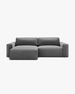 COLTAR EXTENSIBIL VICTOR, PE STANGA, GRI 246X148 CM, TAPITAT CU TAPITERIE DIN TEXTIL CATIFEA PARIS, MICADONI