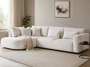 COLTAR FIX IN FORMA DE L STANGA, 300CM, CONFECTIONAT DIN MATERIAL TIP CHENILLE, GRI DESCHIS, JACOBS, STIL MODERN - Img 7