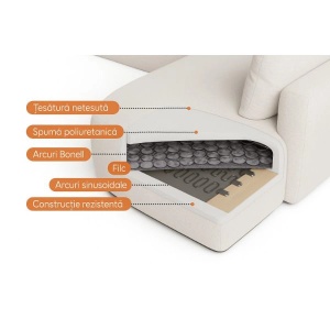 COLTAR FIX IN FORMA DE U, 380CM, CONFECTIONAT DIN MATERIAL TIP CHENILLE, GRI DESCHIS, JACOBS, STIL MODERN - Img 5