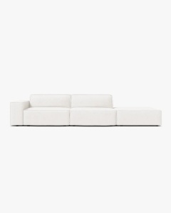 COLTAR JODIE, 262X99 CM, PE DREAPTA, CU 3 LOCURI, ALB, TAPITAT CU TAPITERIE DIN TEXTIL BOUCLE BALOO, MICADONI