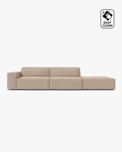 COLTAR JODIE, 262X99 CM, PE DREAPTA, CU 3 LOCURI, BEJ, TAPITAT CU TAPITERIE DIN TEXTIL CATIFEA VENUS, MICADONI