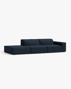 COLTAR JODIE, 262X99 CM, PE STANGA, CU 3 LOCURI, ALBASTRU INCHIS, TAPITAT CU TAPITERIE DIN TEXTIL BOUCLE BALOO, MICADONI - Img 2