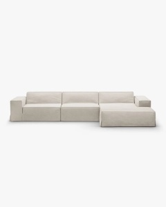 COLTAR JODIE, PE DREAPTA, 284X162 CM, NATURAL, TAPITAT CU TAPITERIE DIN TEXTIL STRUCTURAT LINS, MICADONI
