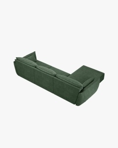 COLTAR KAELLE, 308 CM, CU 4 LOCURI, PE DREAPTA, VERDE SMARALD, CU TAPITERIE DIN TEXTIL CHENILLE OVER THE HORIZON, MICADONI - Img 3