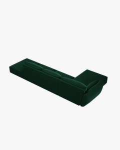 COLTAR KAELLE, 364 CM, CU 5 LOCURI, PE STANGA, VERDE SMARALD, CU TAPITERIE DIN TEXTIL CATIFEA BLUVEL, MICADONI - Img 3