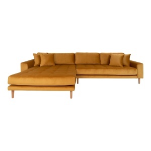 COLTAR LIDO CU 4 PERINI 290CM, DIN LEMN SI TEXTIL- CATIFEA, STANGA, CULOARE GALBEN MUSTAR, HOUSE NORDIC