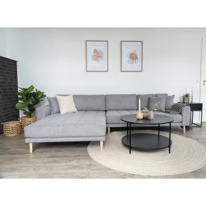 COLTAR LIDO CU 4 PERINI 290CM, DIN LEMN SI TEXTIL, CULOARE GRI DESCHIS, HOUSE NORDIC - Img 2