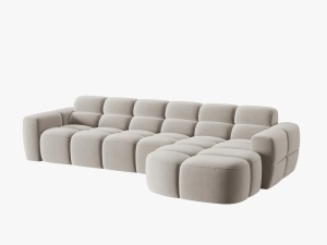 COLTAR LISA, DREAPTA, 5 LOCURI, 310 CM, BEJ DESCHIS, TAPITERIE DIN CATIFEA, DESIGN DEOSEBIT - Img 2