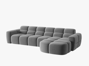 COLTAR LISA, DREAPTA, 5 LOCURI, 310 CM, GRI DESCHIS, TAPITERIE DIN CATIFEA, DESIGN DEOSEBIT - Img 2