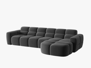 COLTAR LISA, DREAPTA, 5 LOCURI, 310 CM, GRI INCHIS, TAPITERIE DIN CATIFEA, DESIGN DEOSEBIT - Img 2