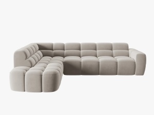 COLTAR LISA, STANGA, 5 LOCURI, 293 CM, BEJ DESCHIS, TAPITERIE DIN CATIFEA, DESIGN DEOSEBIT - Img 3