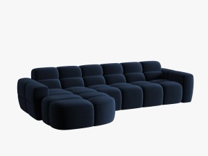 COLTAR LISA, STANGA, 5 LOCURI, 310 CM, ALBASTRU ROYAL, TAPITERIE DIN CATIFEA, DESIGN DEOSEBIT - Img 2