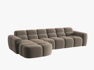 COLTAR LISA, STANGA, 5 LOCURI, 310 CM, MARO DESCHIS, TAPITERIE DIN CATIFEA, DESIGN DEOSEBIT - Img 2