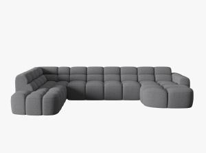 COLTAR LISA, STANGA, 7 LOCURI, 387 CM, GRI 89, TAPITERIE DIN STOFA, DESIGN DEOSEBIT - Img 2