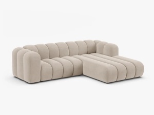 COLTAR LUPIN 260, PE DREAPTA, BEJ, CU TAPITERIE DIN TEXTIL CATIFEA SALVADOR, MICADONI - Img 2