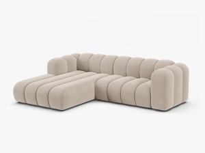 COLTAR LUPIN 260, PE STANGA, BEJ, CU TAPITERIE DIN TEXTIL CATIFEA SALVADOR, MICADONI - Img 2