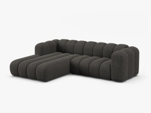 COLTAR LUPIN 260, PE STANGA, GRI INCHIS, CU TAPITERIE DIN TEXTIL CHENILLE EDEN, MICADONI - Img 2