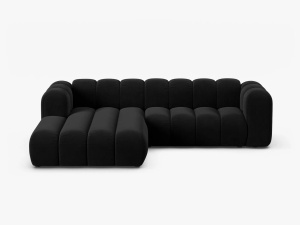 COLTAR LUPIN 260, PE STANGA, NEGRU, CU TAPITERIE DIN TEXTIL CATIFEA SALVADOR, MICADONI
