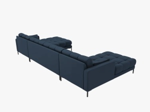 COLTAR MAMAIA, CU 6 LOCURI, ALBASTRU INCHIS, CU TAPITERIE DIN TEXTIL STRUCTURAT NEVE, MICADONI - Img 3