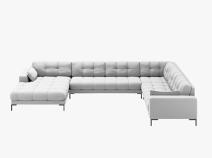 COLTAR MAMAIA, CU 7 LOCURI, PE DREAPTA, GRI DESCHIS, CU TAPITERIE DIN TEXTIL STRUCTURAT NEVE, MICADONI - Img 2