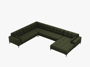 COLTAR MAMAIA, CU 7 LOCURI, PE STANGA, VERDE MASLINIU INCHIS, CU TAPITERIE DIN TEXTIL STRUCTURAT NEVE, MICADONI - Img 3