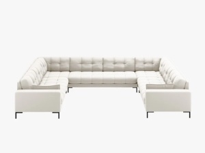 COLTAR MAMAIA, CU 9 LOCURI, BEJ DESCHIS, CU TAPITERIE DIN TEXTIL STRUCTURAT NEVE, MICADONI - Img 2