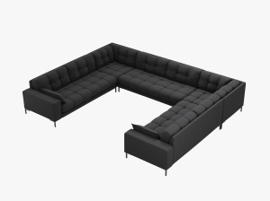 COLTAR MAMAIA, CU 9 LOCURI, GRI INCHIS, CU TAPITERIE DIN TEXTIL STRUCTURAT NEVE, MICADONI