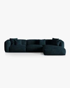 COLTAR MARTINA, 130X176 CM, PE DREAPTA, ALBASTRU INCHIS, TAPITAT CU TAPITERIE DIN TEXTIL CATIFEA VOGUE, MICADONI