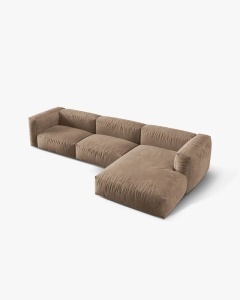 COLTAR MARTINA, 130X176 CM, PE DREAPTA, BEJ INCHIS, TAPITAT CU TAPITERIE DIN TEXTIL CATIFEA VOGUE, MICADONI - Img 3