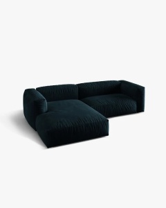 COLTAR MARTINA, ALBASTRU INCHIS, 244 CM, STANGA, CU TAPITERIE DIN TEXTIL CATIFEA VOGUE, MICADONI - Img 3