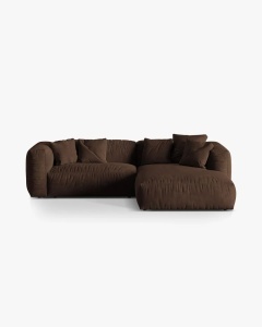 COLTAR MARTINA, CIOCOLATIU, 280 CM, DREAPTA, CU TAPITERIE DIN TEXTIL CATIFEA VOGUE, MICADONI