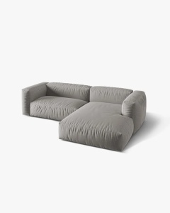 COLTAR MARTINA, GRI DESCHIS, 244 CM, DREAPTA, CU TAPITERIE DIN TEXTIL STRUCTURAT BOSTON, MICADONI - Img 3